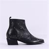 Wonders Fei Stud Low Heel Ankle Boot - Black Leather